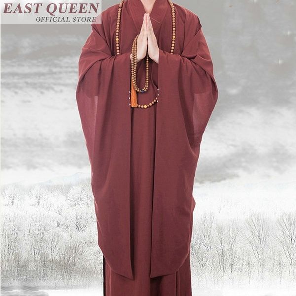 

shao lin plus size zen buddhist monk robe buddihst monk clothing outfit traditional chinese clothing robe gown ff647 a, Red