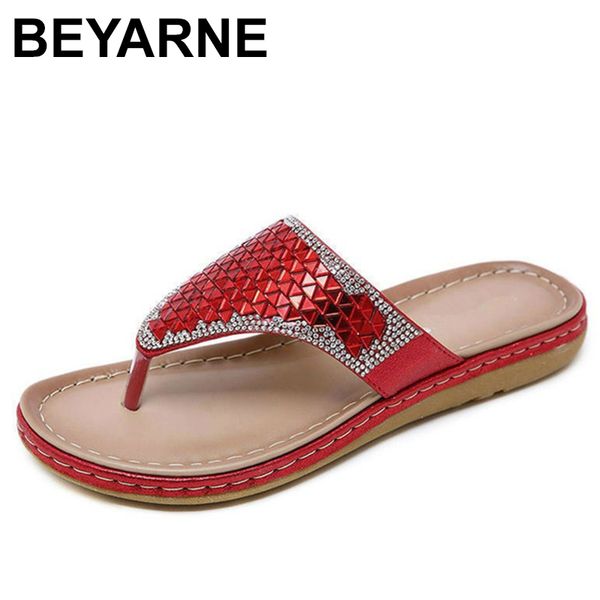 

beyarnenewsummer flip flops sandals quality women's flat shoes artificial rhinestone slip stereo fashioncasual flat slipperse055, Black