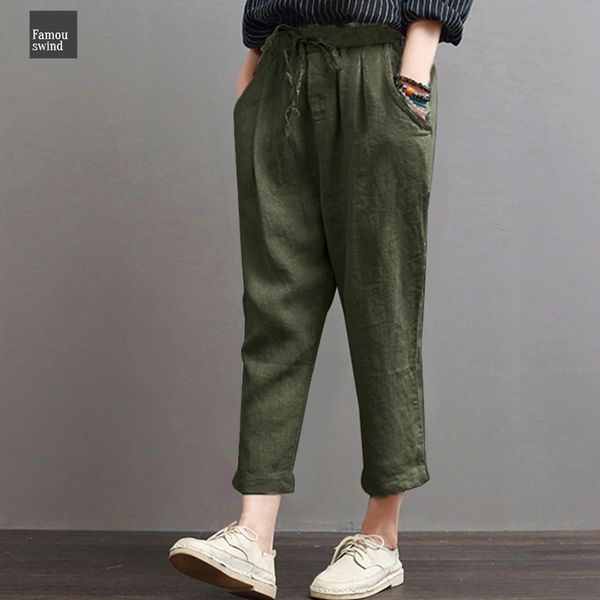 

плюс 5xl брюки размер хлопок длинные для женщин упругие высокой талией lace up карманы повседневный большой размер lady flare summer, Black;white