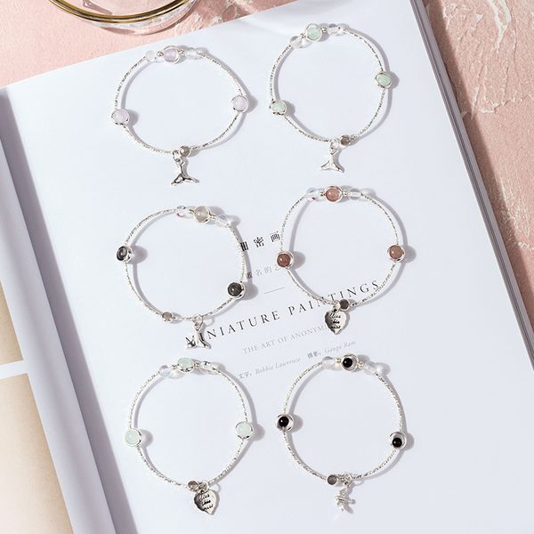 

strawberry crystal bracelets women's korean-style simple students mori series friend hipster bracelet sisters beaded bracel, Silver