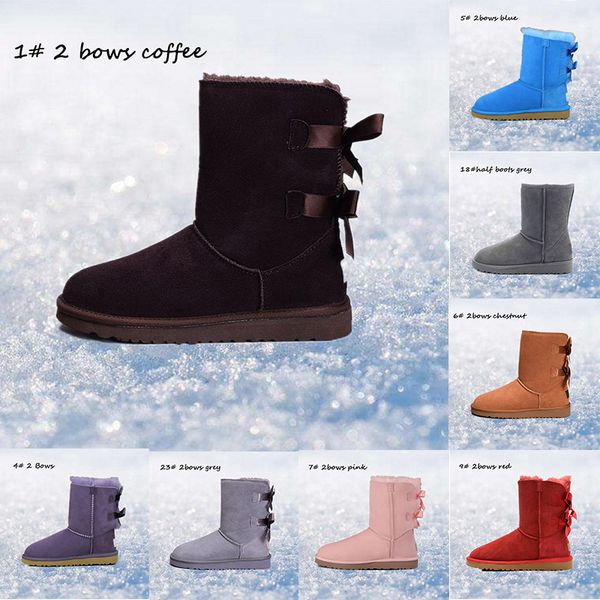 

with socks 2019 designer women winter snow boots australia classic short bow boots bows grey ankle knee bow girl mini bailey boot 36-41