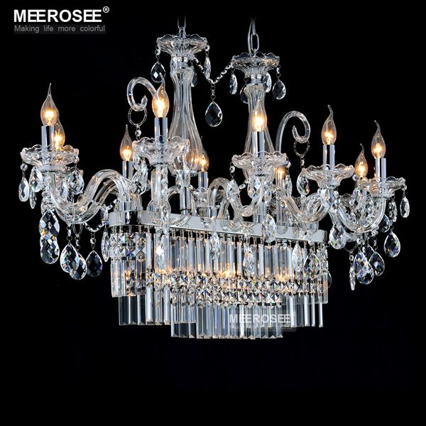 

luxury gorgeous rectangle k9 chandelier light fixture 13 lights clear crystal pendant lamp lustre hanging dining room drop indoor lighting
