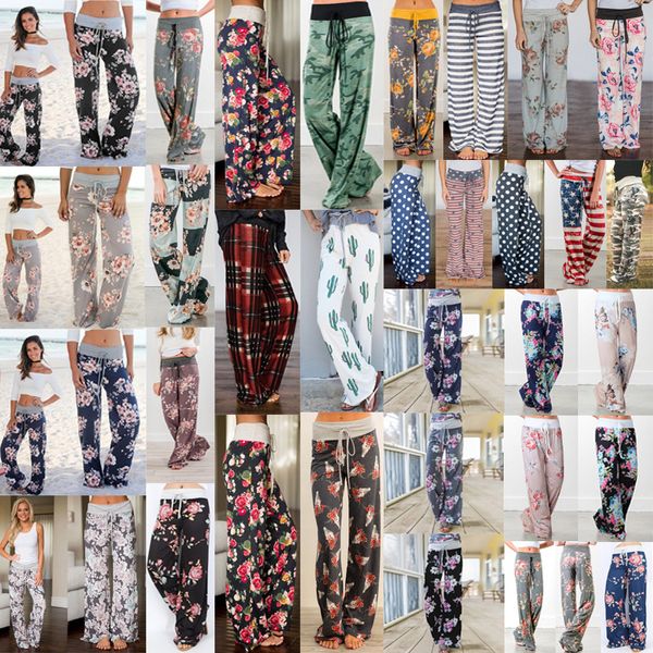 Lässige Hose mit Gürtel, 27 Designs, modische, locker gebundene Hose mit Tarnmuster, geblümte America Dots-Druckhose für Damen und Mädchen