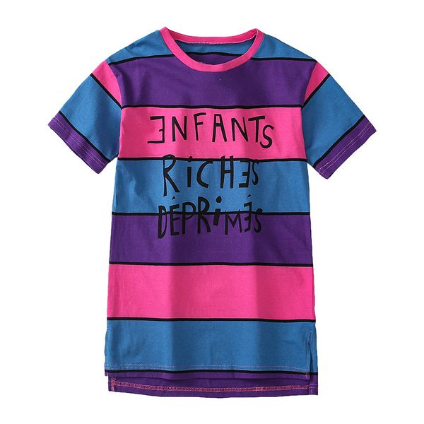 

fashion casual spring fall girls t-shirt baby girl long sleeve shirt kids striped letter long t shirt dress, Blue