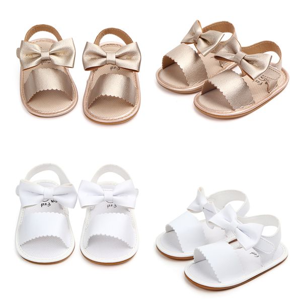 

pu leather princess sliver white shoes solid 2019 summer toddler infant baby girls party bowknot sandals, Black;red