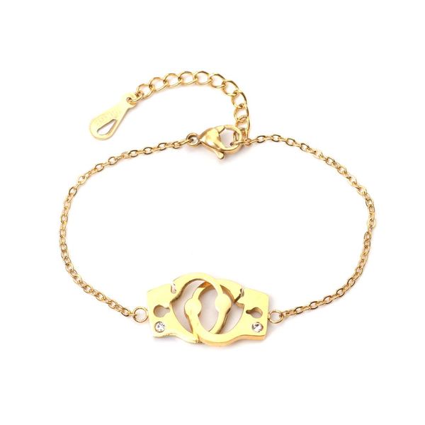 

doreen box stainless steel bracelets gold/silver round clear cubic zirconia women fashion jewelry 16.5cm(6 4/8") long, 1 piece, Golden;silver