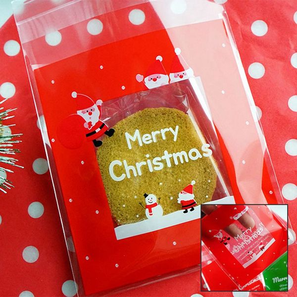 

100pc 10cm*10cm cartoon gifts bags christmas candy packaging self-adhesive plastic bags for biscuits snack baking package