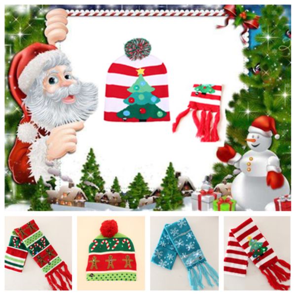 

led christmas hat scarf kid adults santa claus snowman reindeer elk festivals hats christmas decorations winter hats party suppliest2c5064