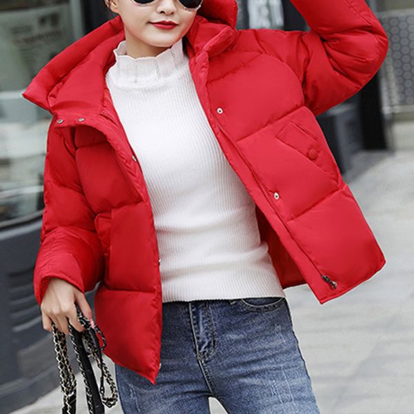 

oeak loose down jacket winter women short down jacket parkas female casual black bread overcoat abrigos mujer invierno 2019