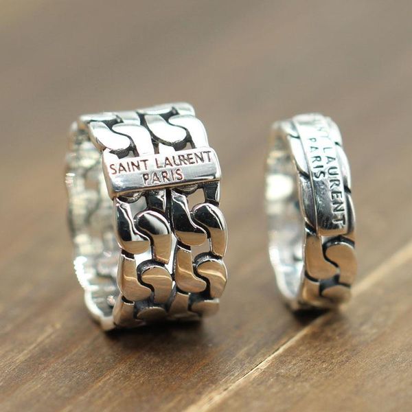 

sterling silver 925 european and american style openwork weaving couple ring retro old and simple tide section ring kka4784