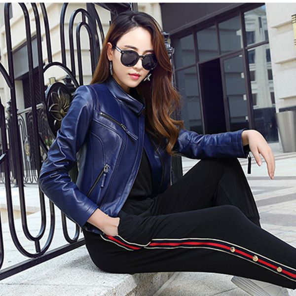 

kmetram leather jacket women clothes 2019 spring autumn bomber jacket women streetwear korean short coat chaqueta mujer my3383, Black