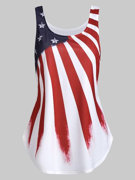 

wipalo american flag printed tank female clothes 2019 flare women tank summer casual ladies tees plus size 3xl, White