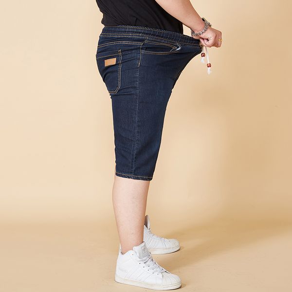 

summer new denim shorts men casual straight slim fit elastic short jeans fashion classic style short jeans plus size 42 44 46 48, Blue