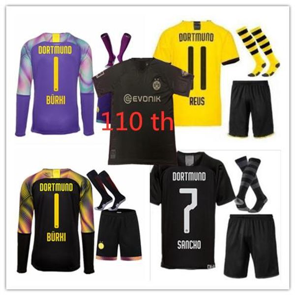 

110e noir reus m.gotze sancho burki gk goalkeeper hummels diallo brandt paco alcÃ¡cer maillots de pied borussia dortmund football shirt, Black;yellow