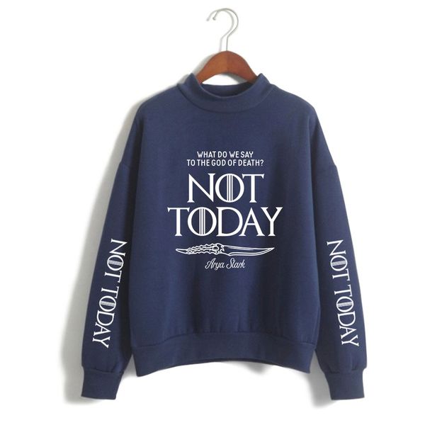 

leisure hip hop 2019 new arya stark-not today print female style hoodies sweatshirts turtlenecks long sleeve casual sweatshirt, Black
