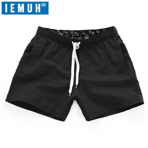 

women 2020 summer shorts men quick drying fitnesshort homme casual beach shorts mens boardshorts elastic waist solid 18 color, White;black