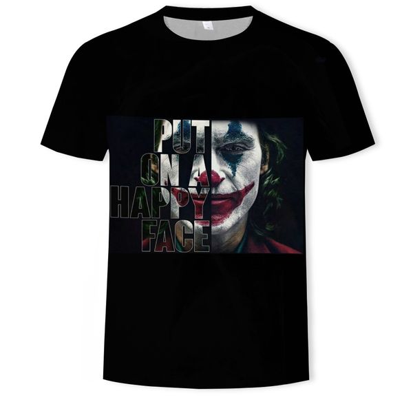 

mens designer clown face 3d digital printing round collar short sleeve t-shirt, White;black