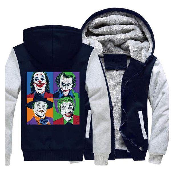 

joaquin phoenix joker thick hoodies sweatshirt winter warm retro joker streetwear fleece coat men heath ledger jackets, Black