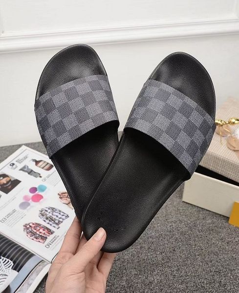 

2019 Designer sandals with box size 35-46 men women slippers slip on rubber leather slipper luxury slipper