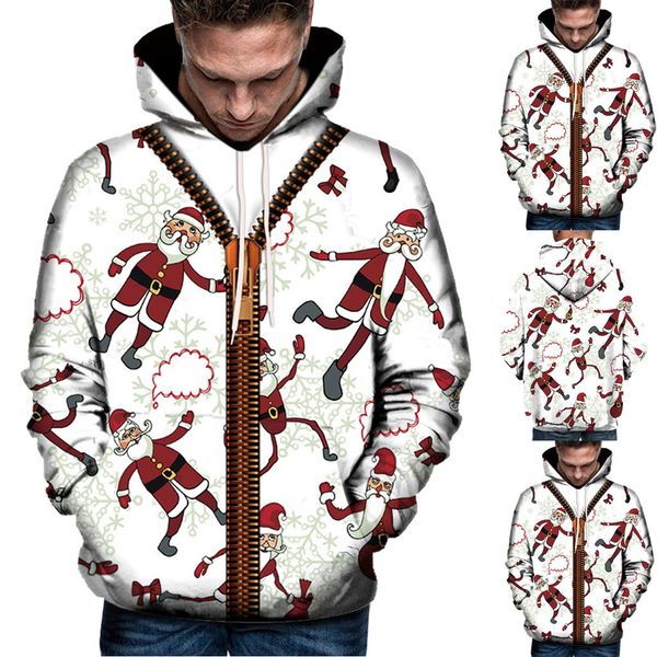 

christmas couple's long sleeve hooded 3d santa printed swearshirts festival hoody print pullover streetwear suéter masculino#3, Black