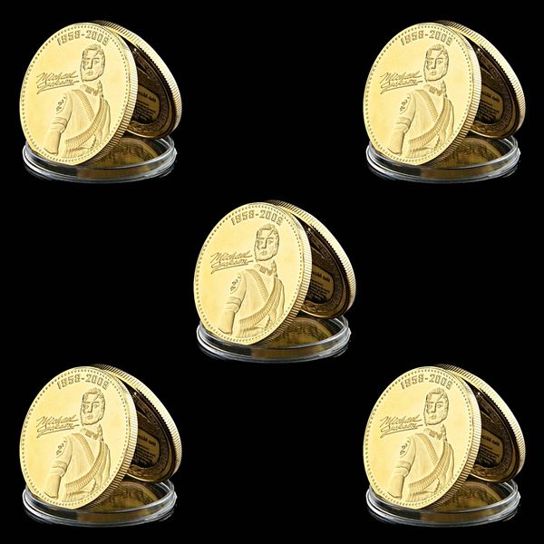 

5pcs Commemorative Medal Coin World Music King Michael Jackson 1oz Gold Plated Celebrity Collectible Coin