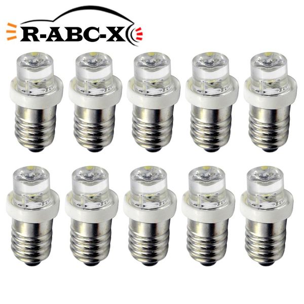 

10pcs white e10 f3 dc 3/6/12v led screw base indicator bulb mini warning automobile instrument lamp width signal light