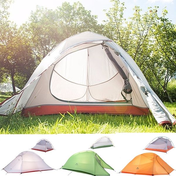 

camping tent 2 person outdoor 20d silicone fabric ultralight 2 person double layers aluminum rod camping tent 4 season with mat