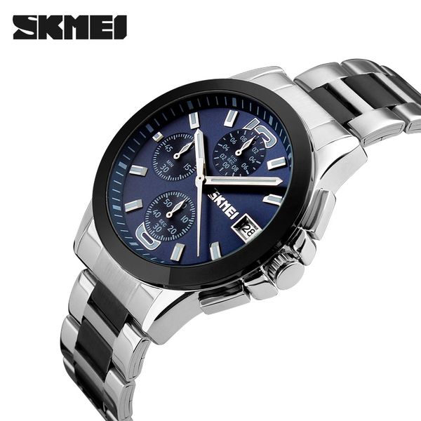 

mens quartz watches fashion skmei men casual sport wristwatch chronograph man dress watches relogio masculino, Slivery;brown