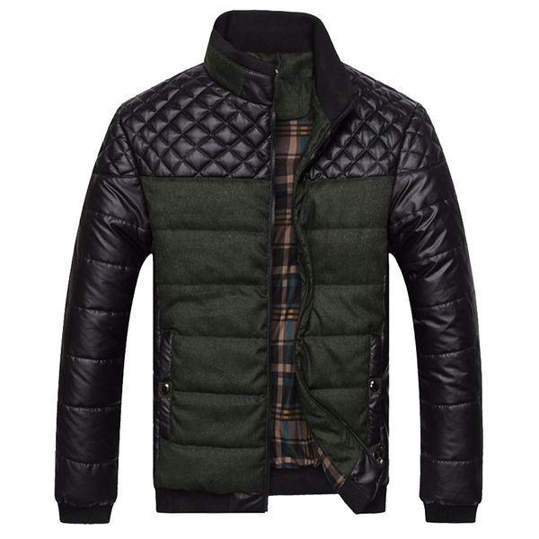 

new winter jacket men parkas coats fashion male clothing pu patchwork designer jackets men outerwear dropshipping size l-4xl, Black