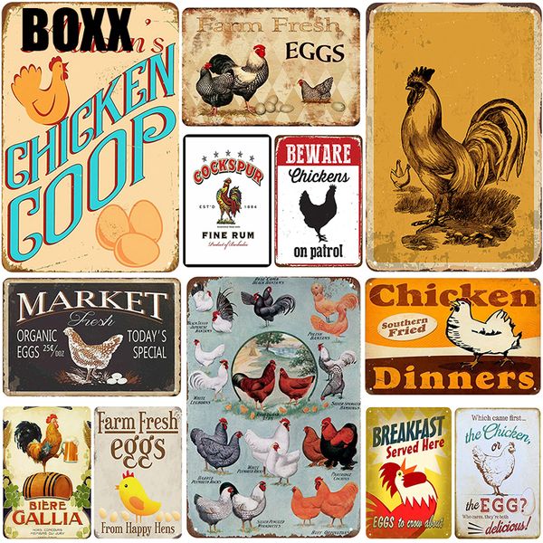 

chicken plaque metal vintage tin sign pin up shabby chic decor metal signs vintage bar decoration metal poster pub wall art figure plate