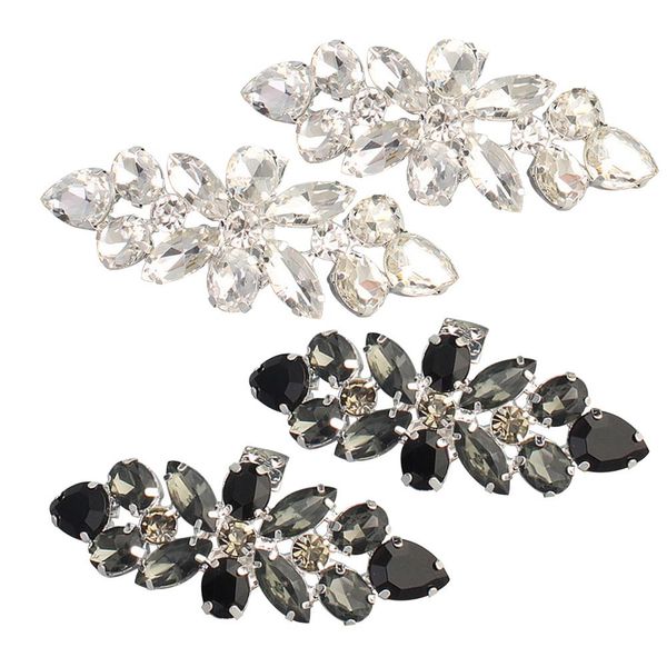 

2pcs shoe clip wedding shoes appliques set high heel women bride decoration rhinestone shiny decorative clips charm buckle, Black