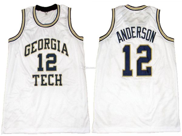 # 12 Kenny Anderson Georgia Tech College Retro Classic Basketball Jersey Mens Ed Personalizado Número e Nome Jerseys