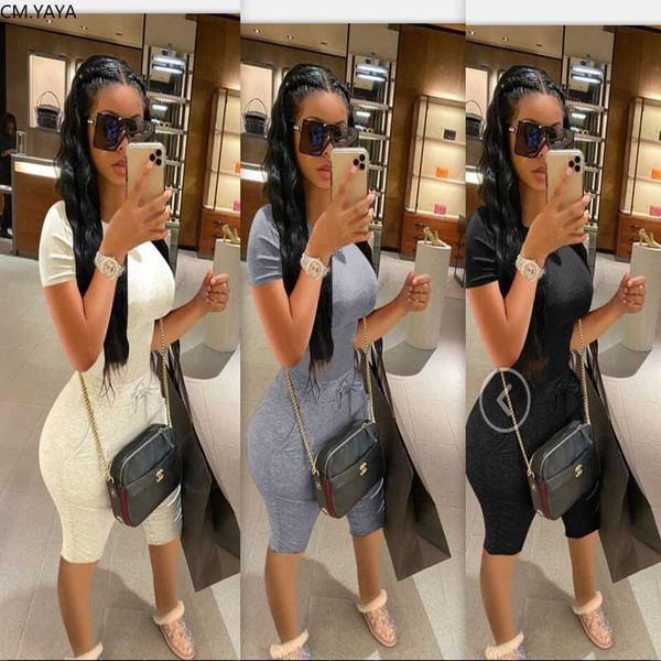 

2020 новое лето женщин набор костюмы o-образным вырезом с коротким рукавом + шорты sexy night club party street двухкусочный костюм наряды g, White