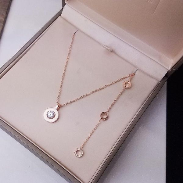 

stainless steel ring diamond golden pendant necklace for women classic fashion designer brand jewelry for women, Silver