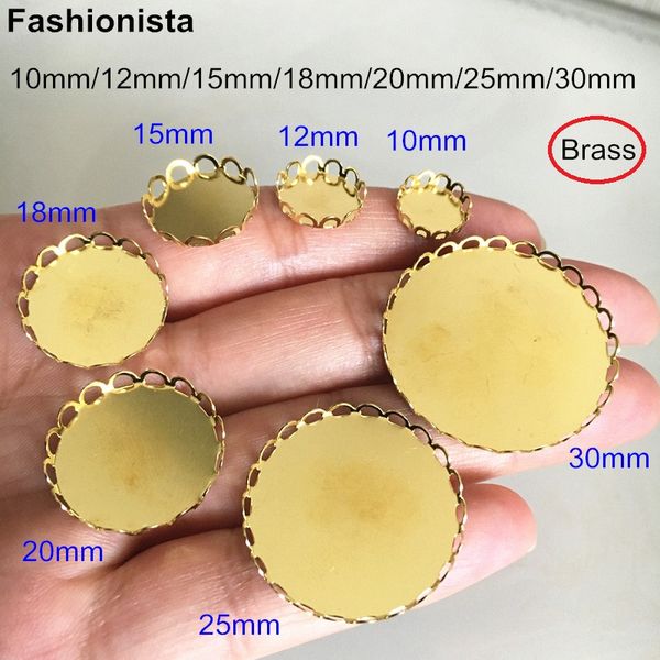 

round brass lace bezel blank tray for cabochon,10mm/12mm/15mm/18mm/20mm/25mm/30mm,handmade jewelry-accessories, Blue;slivery