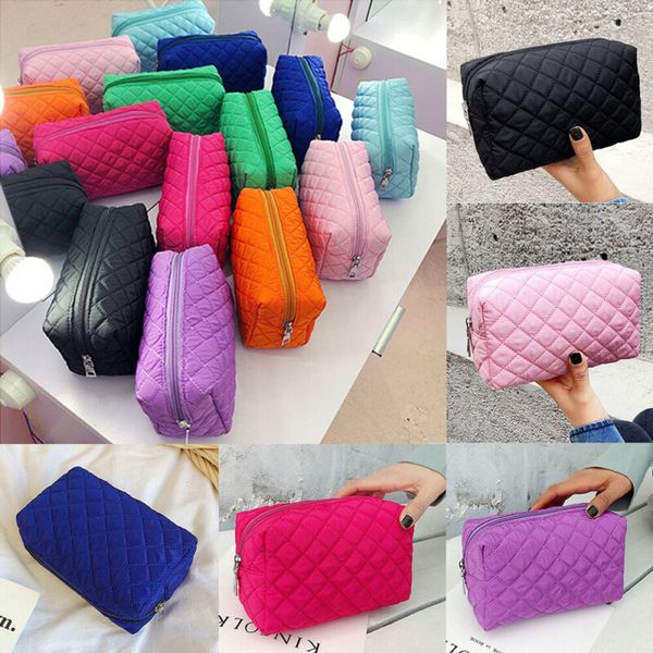 

new women's nylon waterproof makeup bag pouch fashion checkered cosmetic bags travel bag toiletry organizer zipper storage bags