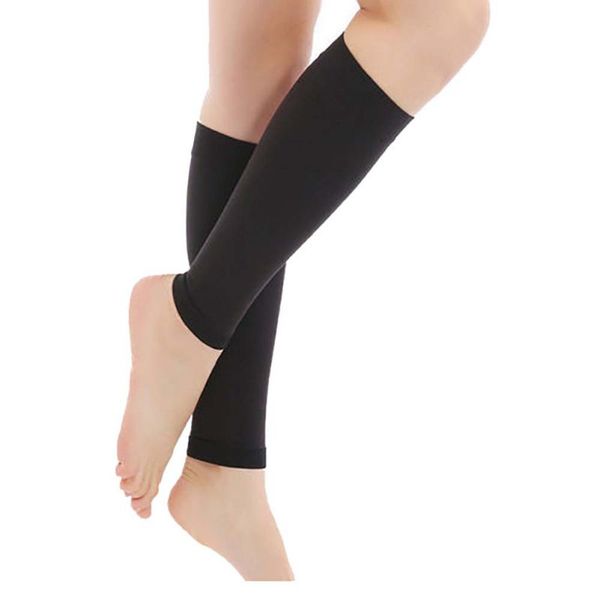

1 pair sport socks outdoor relieve leg calf sleeve varicose vein circulation compression elastic stocking leg support, Black