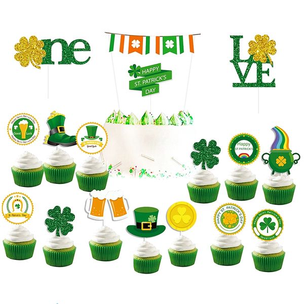 

irish day shamrock cake decor lucky one er st. patrick's day clover cake flag supplies