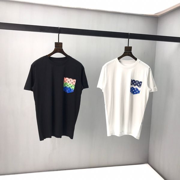 

the beginning of spring 2020 new color block letter brand short sleeve tee black and white double thread thin cotton fabric kk39