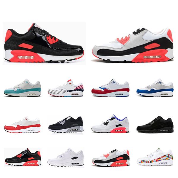 

Nike air 90 С Коробкой 2019 Новые Мужские женские туфли классические 90 Мужские Кроссовки Черный Красный Белый Тренер Воздушной Подушке Поверхность Дышащая Спортивная Обувь 36-45