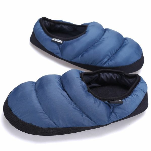

women slip on indoor warm slippers sandals fur lining home shoes warm down puffer winter light weight 6colors plus size, Black