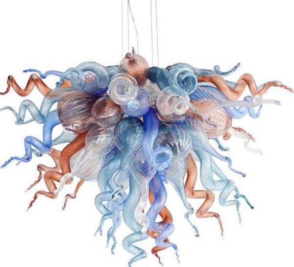 

2018 new arrival chandeliers led lights colored dimmable 100% hand blown art glass ceiling chandelier lighting
