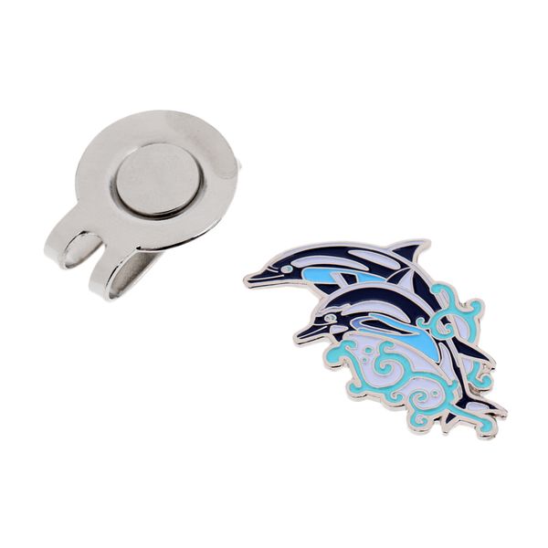 

sturdy vivid dolphin design magnetized hat cap clip-on golf ball marker