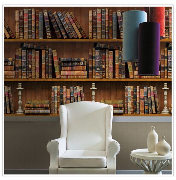 

retro bookshelf wallpaper environmental tape self-adhesive wallpaper living room, bedroom, restaurant background decoration