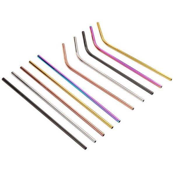 

colorful stainless steel drinking straw straight bent reusable straws juice party bar accessorie dhl 288