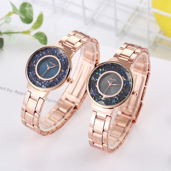 

2019 new brand ladies watches rose gold women stainless steel rhinestone quartz wrist watch bracelet watches zegarek damski, Slivery;brown