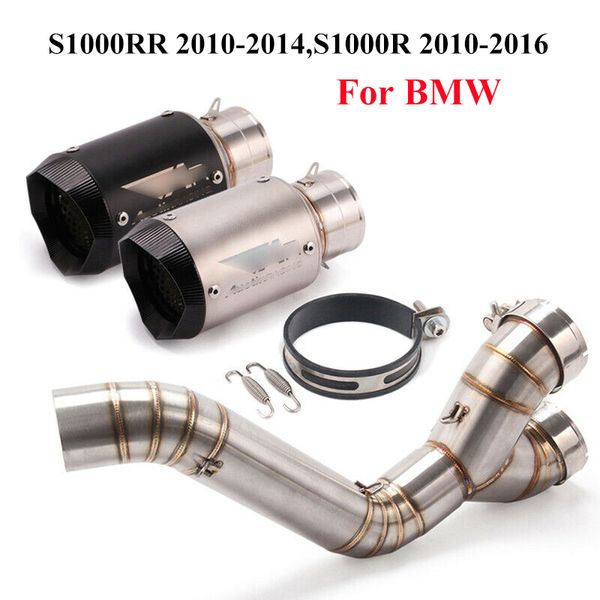 

motorcycle exhaust whole set pipe middle link tube & exhaust muffler for s1000rr 2010-2014/s1000r 2010-2016 slip on modified