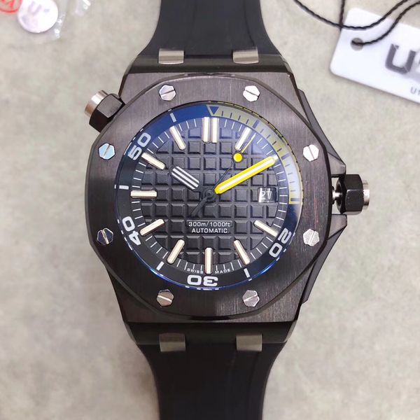 

u1 фабрика royal oak offshore автоматический 15710st.oo.a027ca.01 wristwatch каучуковый ремешок спорт роскошные мужские часы наручные часы м, Slivery;brown