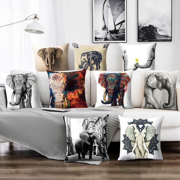 

3d printed pillow cover cushion covers polyester elephant india mandala throw pillows for seat decorative pillows wholesales