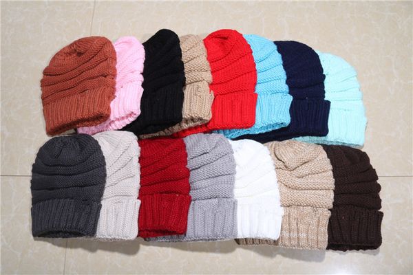 

15 colors beanies & kids knitted caps women children winter autumn warm hats weave beanies girls hat casual cap headgear, Black;white